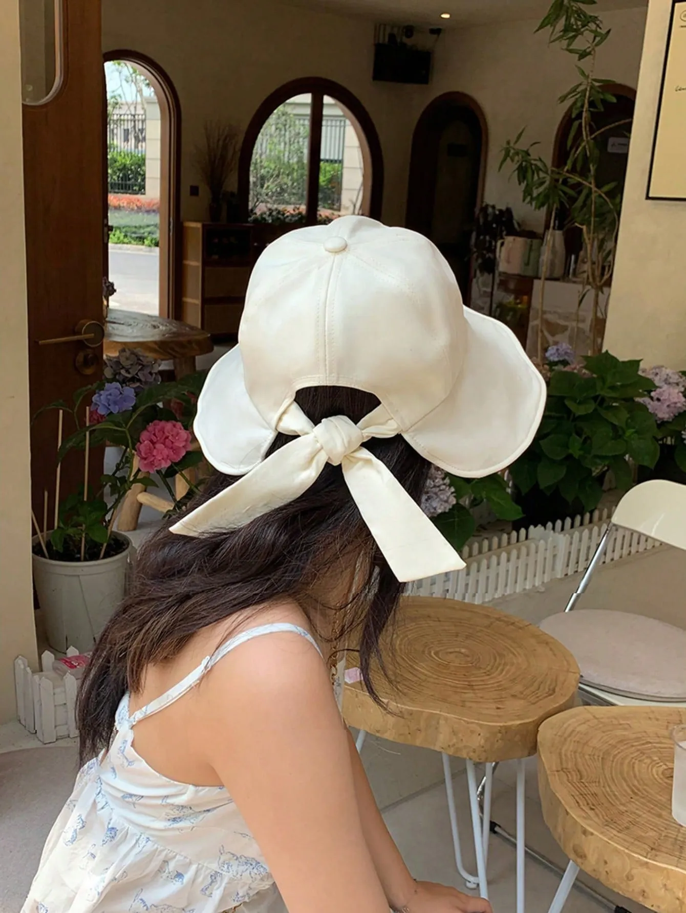 1pc Bowknot Sun Hat For Women, Spring Summer, Shade, Wide Brim, Beach Travel