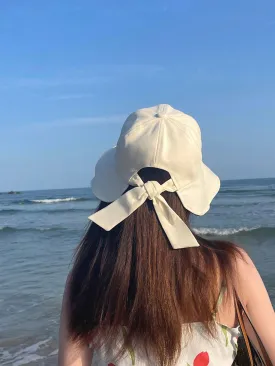 1pc Bowknot Sun Hat For Women, Spring Summer, Shade, Wide Brim, Beach Travel