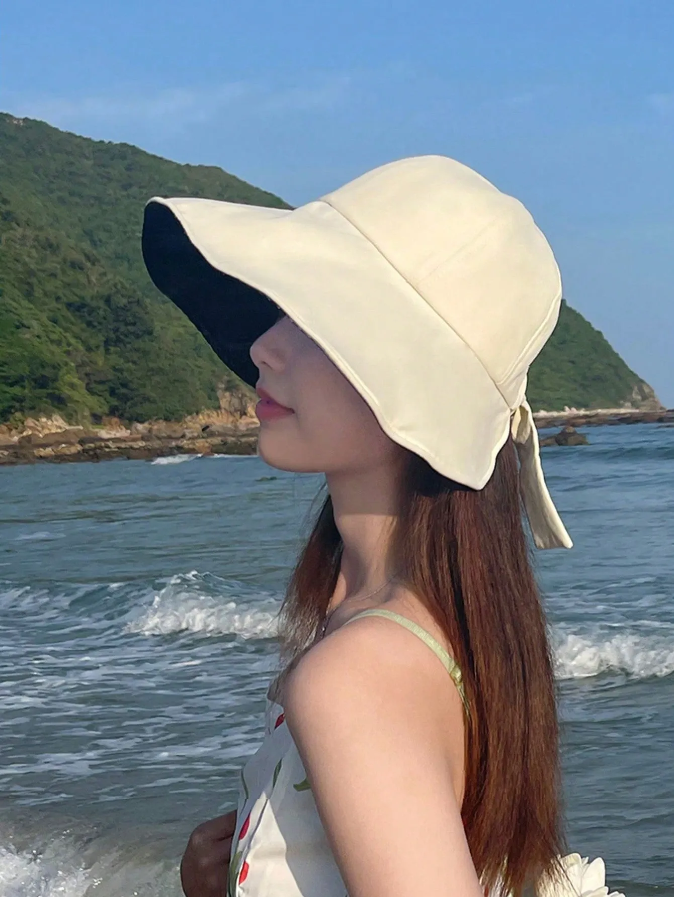 1pc Bowknot Sun Hat For Women, Spring Summer, Shade, Wide Brim, Beach Travel