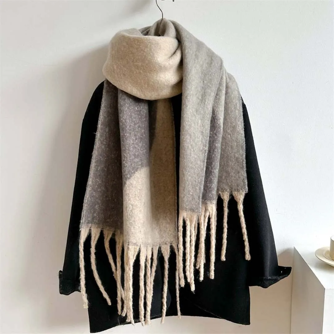 Accity | Geometric Colorblock Scarf: Grey