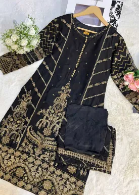 ALMS-55- Black Readymade Chiffon Suit