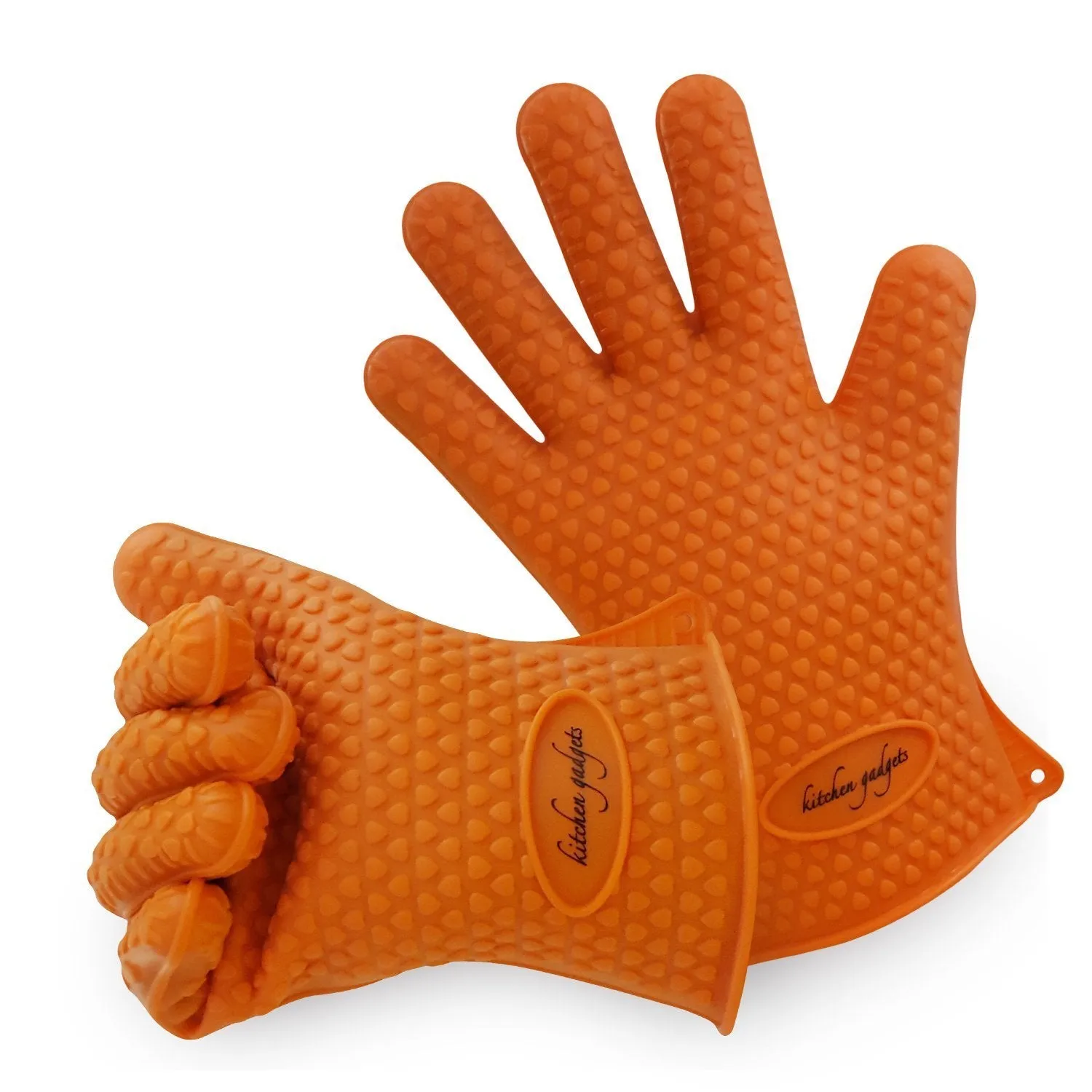 BBQ Gloves, Oven Mitts Heat Resistant, Barbecue Gloves Heat Resistant For Protect Your Hands from Grilling, Baking, Smoking, Cooking- 1 Size Fits Most of All(Orange) - FDA Approved Oven Gloves Heat Re