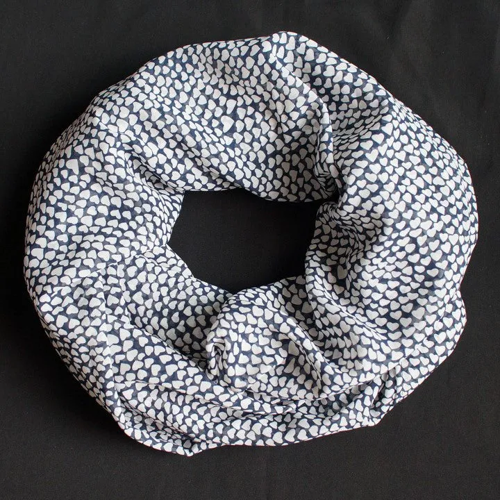 Beautiful Blue Scarf with White Hearts (9178)