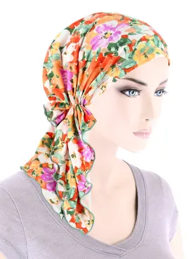 BELLA-866#The Bella Scarf Orange Sage Floral