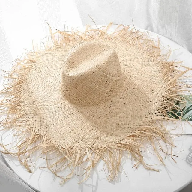 Boho Woven Straw Beach Sun Hat