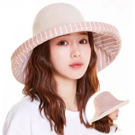 Brimmed Sun Hat: Reversible With Strips or Solid