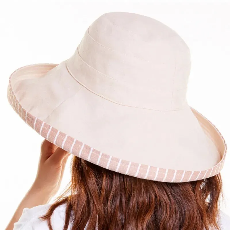 Brimmed Sun Hat: Reversible With Strips or Solid