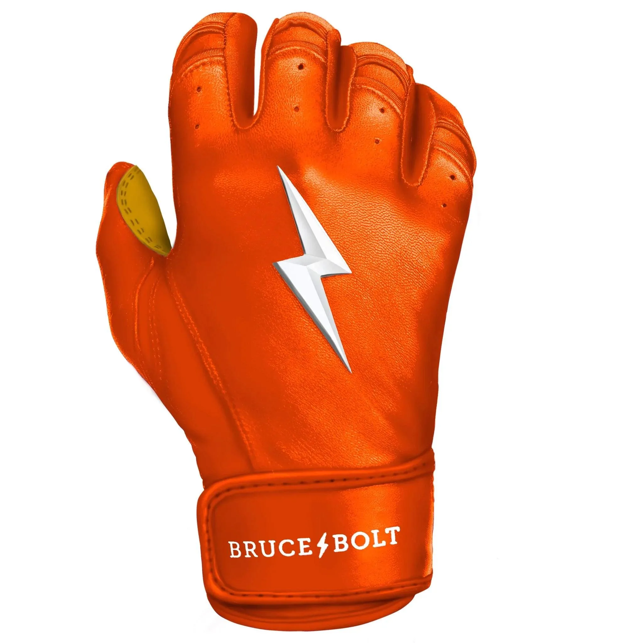 Bruce Bolt PREMIUM PRO Short Cuff Batting Gloves: Orange