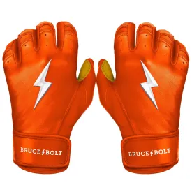 Bruce Bolt PREMIUM PRO Short Cuff Batting Gloves: Orange