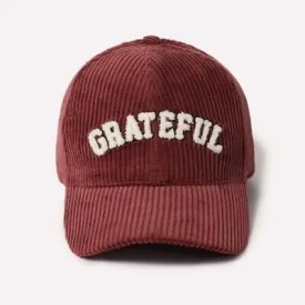 Burgundy Grateful Chenille Patch Corduroy Baseball Cap Fall Women's Hat