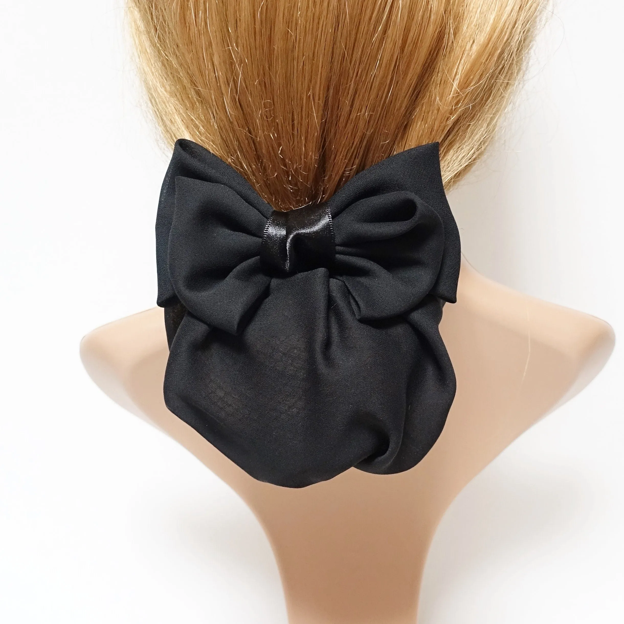 covered snood net professional hair bow french barrette