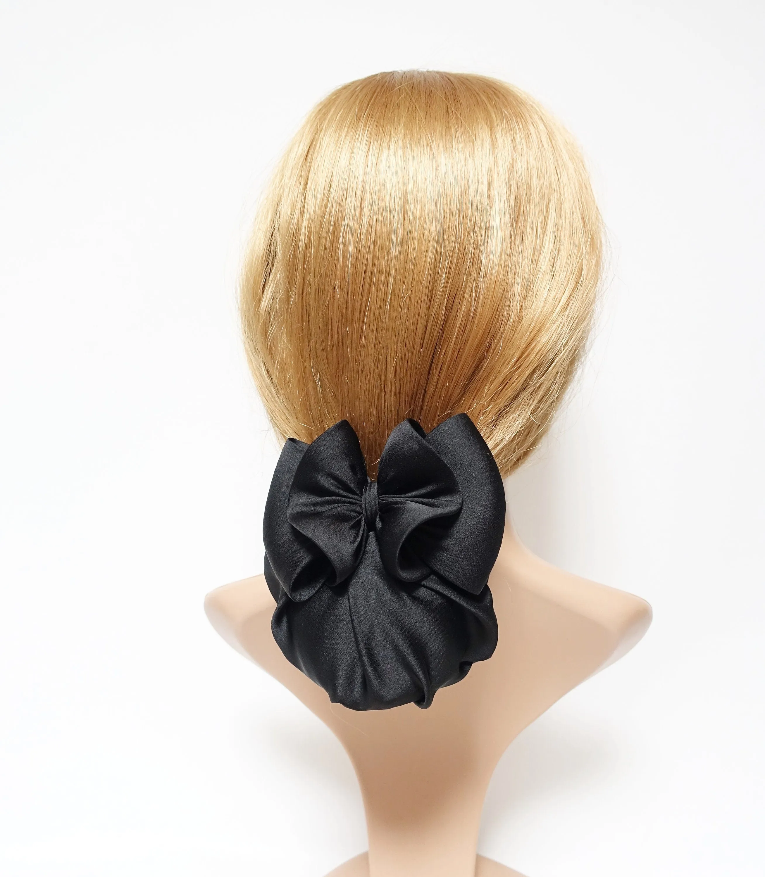 covered snood net professional hair bow french barrette