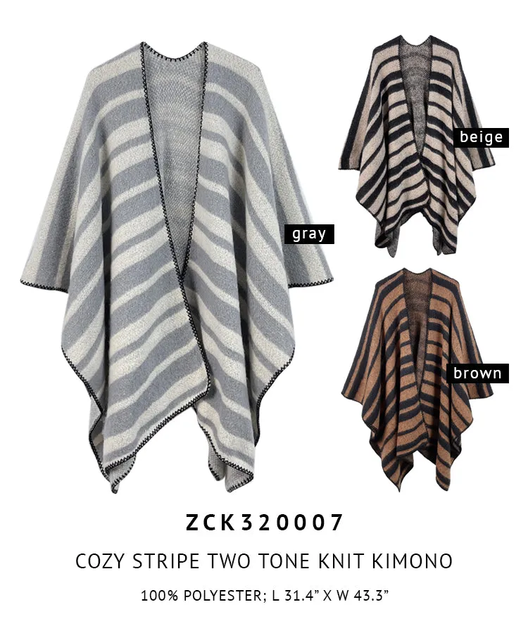 Cozy Stripe Two Tone Knit Kimono