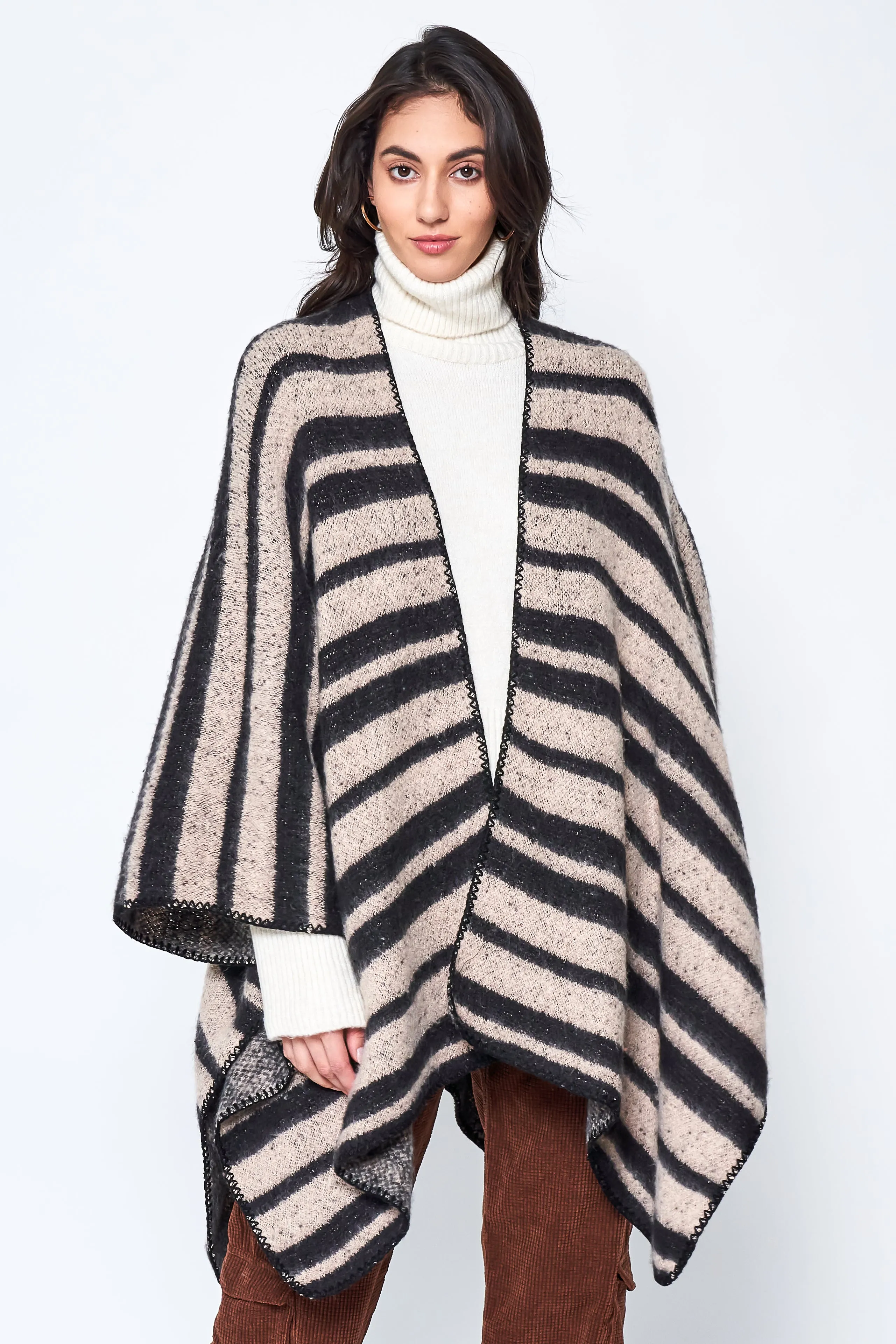 Cozy Stripe Two Tone Knit Kimono