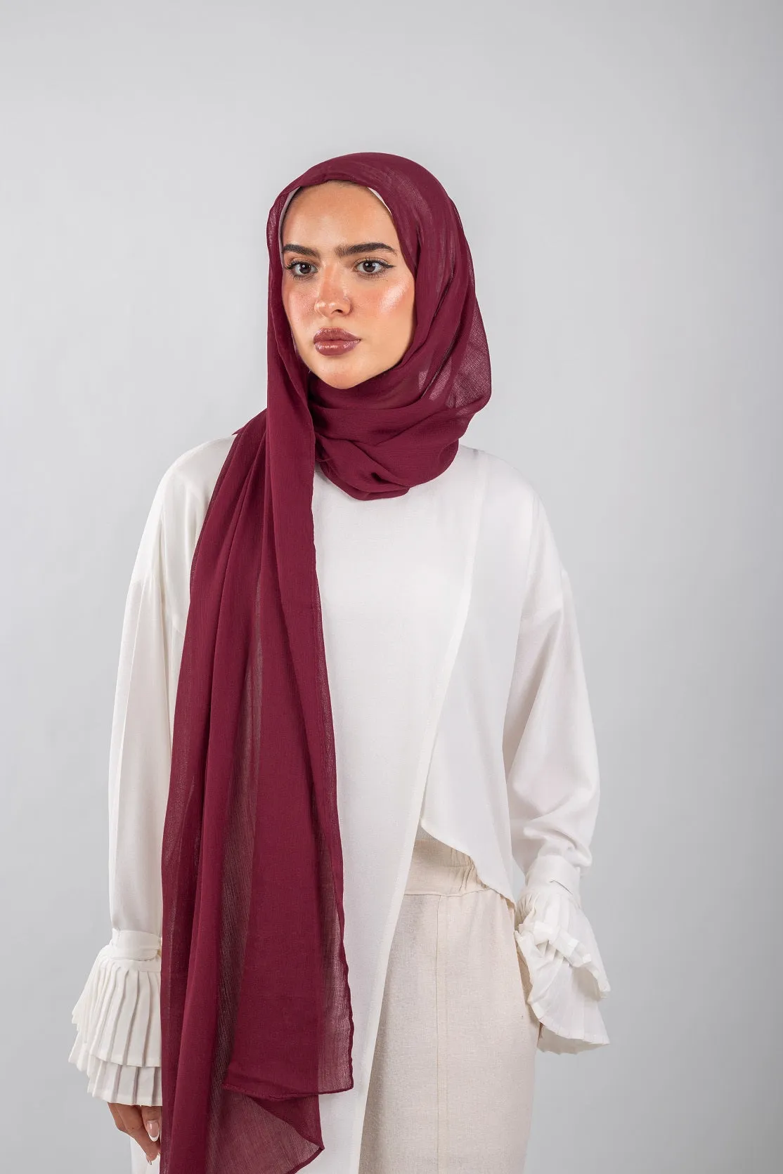 Crinkle Modal Hijab - Wine Red