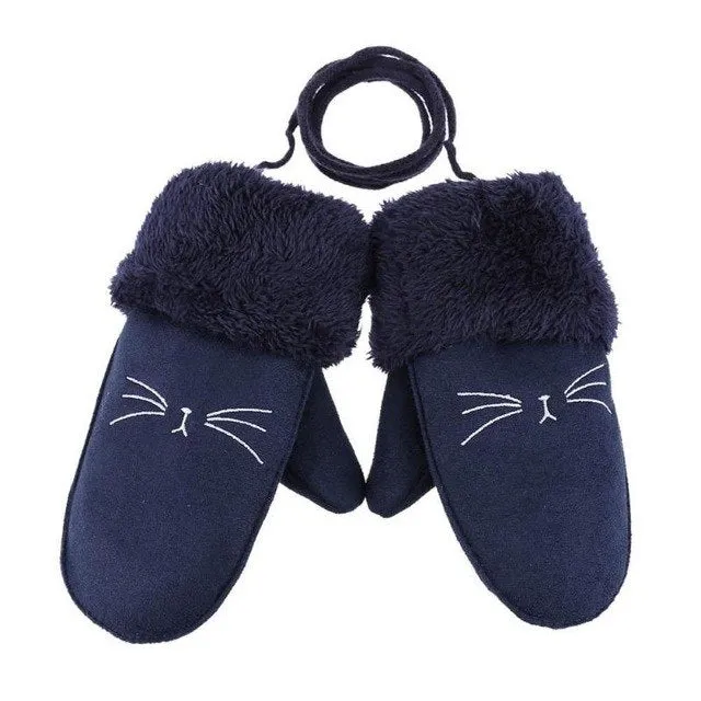 Cute Children Boys Girls Winter Warm Cartoon Tree Snowflake Print Gloves