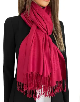 DEEP RED PAISLEY PRINT REVERSIBLE PASHMINA SHAWL SCARF