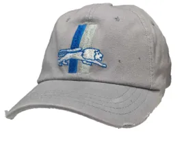 Detroit Lions Reebok Gray Worn Vintage Retro Logo Flexfit Hat Cap