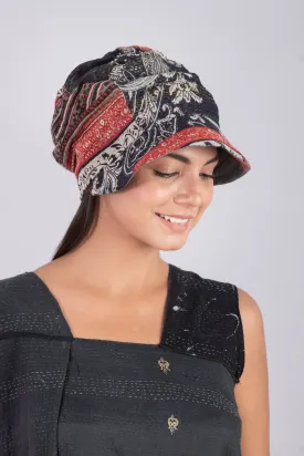 DOT & PAISLEY KANTHA HALF BRIM HAT - dp4881-nvy -