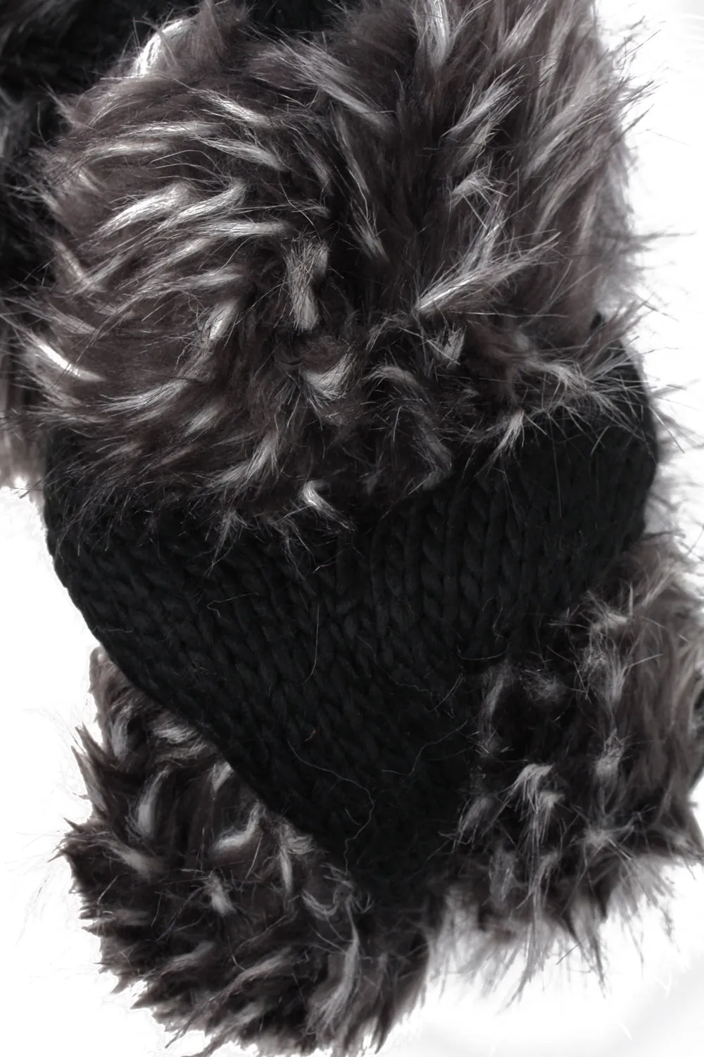 Faux Fur Knitted Snood in Black