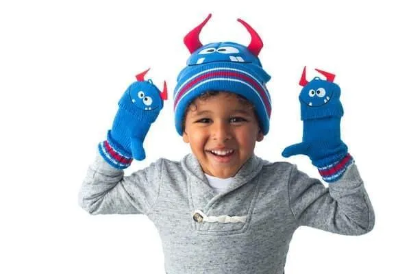 Flapjack Kids Knitted Fingerless Gloves w/Flap - Monster (2-6Y)