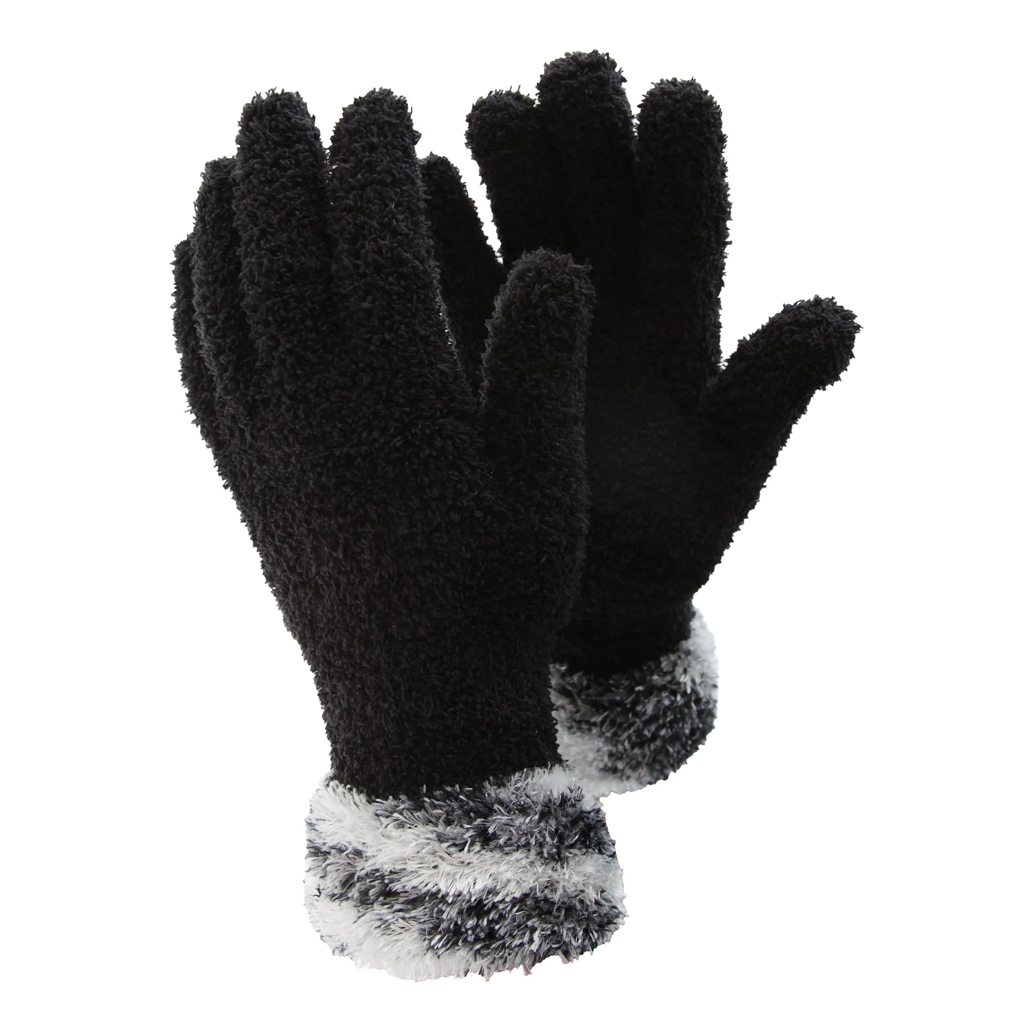 FLOSO Ladies/Womens Fluffy Extra Soft Winter Gloves With Patterned Cuff