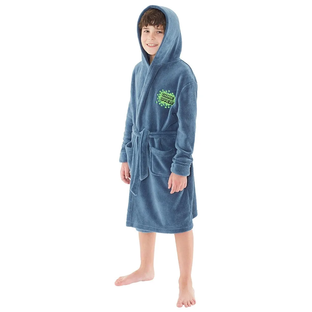 Game Over! Dark Grey & Green Icon Dressing Gown