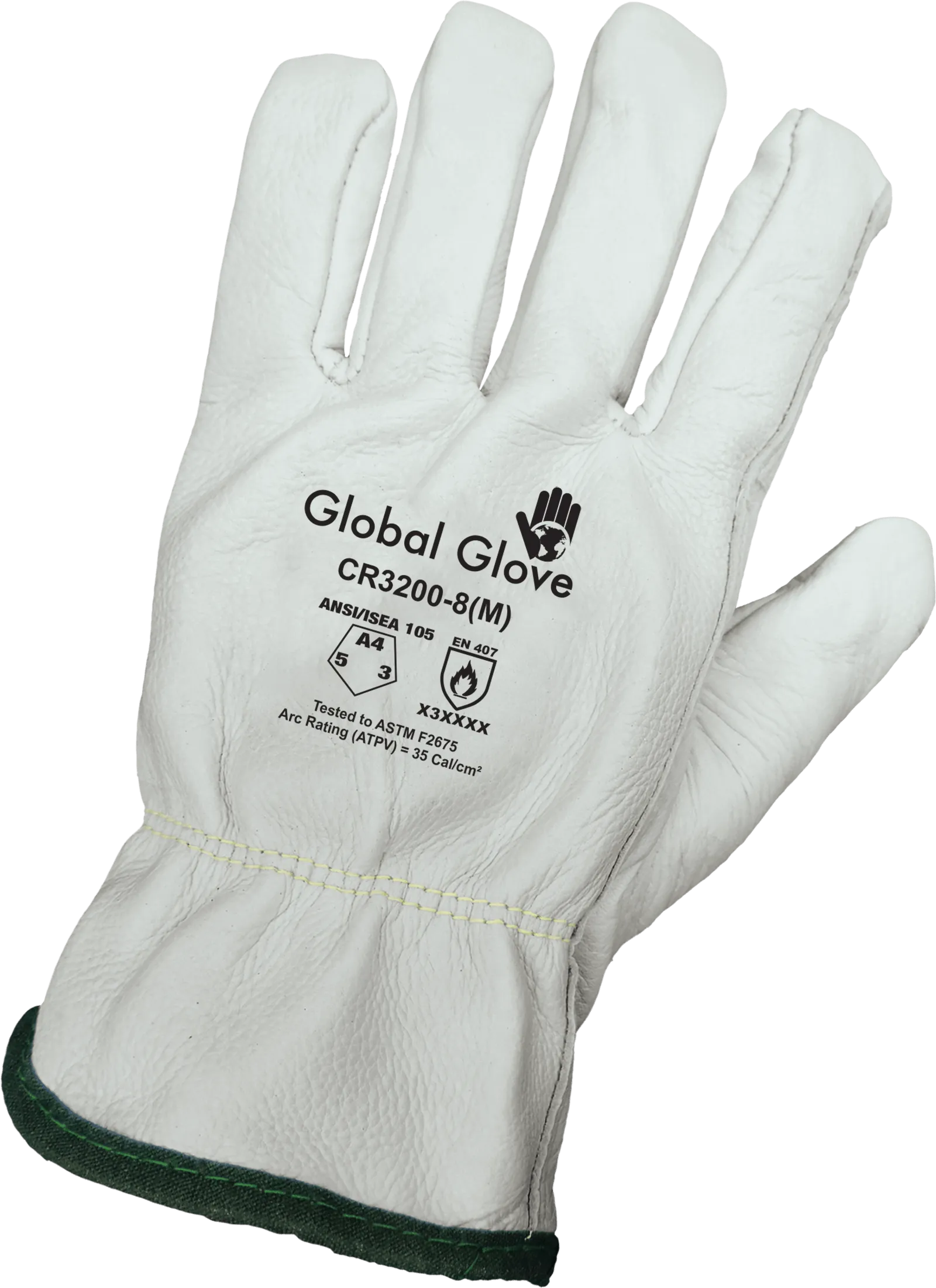 Global Glove Heat Resistant Leather Drivers Style Gloves - Beige/Gray