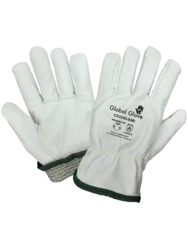 Global Glove Heat Resistant Leather Drivers Style Gloves - Beige/Gray