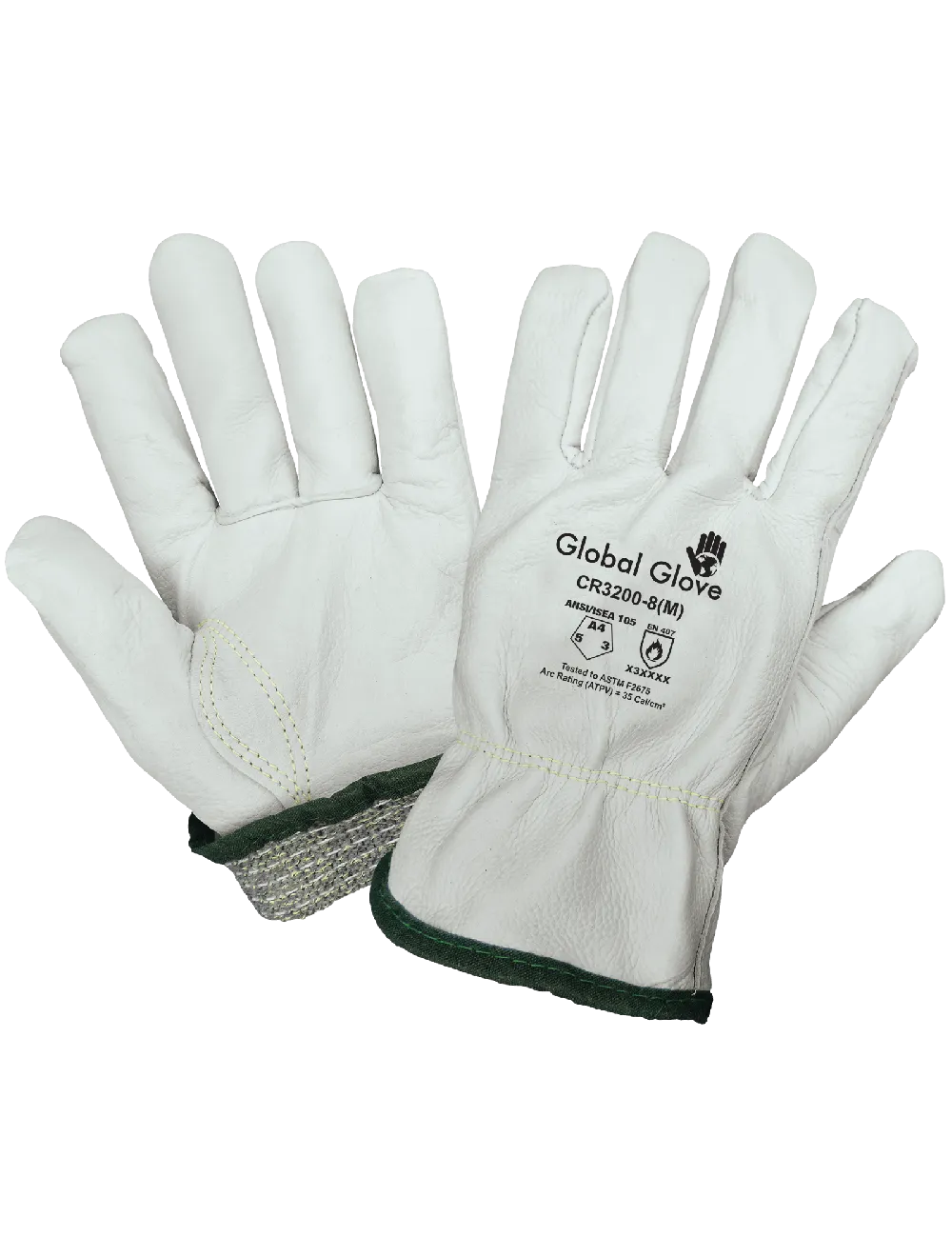 Global Glove Heat Resistant Leather Drivers Style Gloves - Beige/Gray