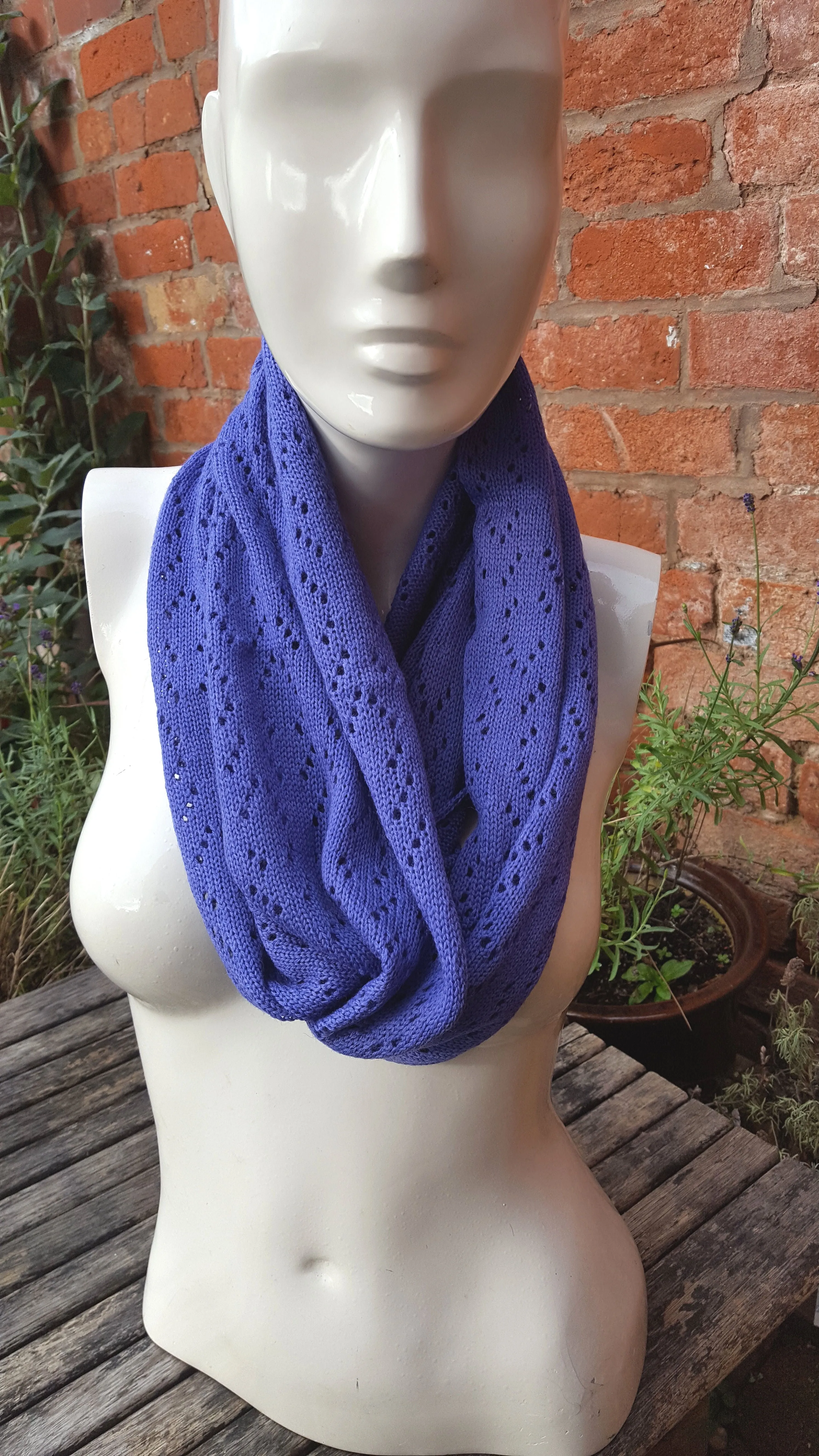 Handmade cowl, infinity scarf, mobius scarf, in periwinkle purple merino wool.