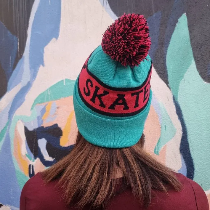 Lucky Skates Teal/Pink Beanie