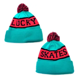 Lucky Skates Teal/Pink Beanie