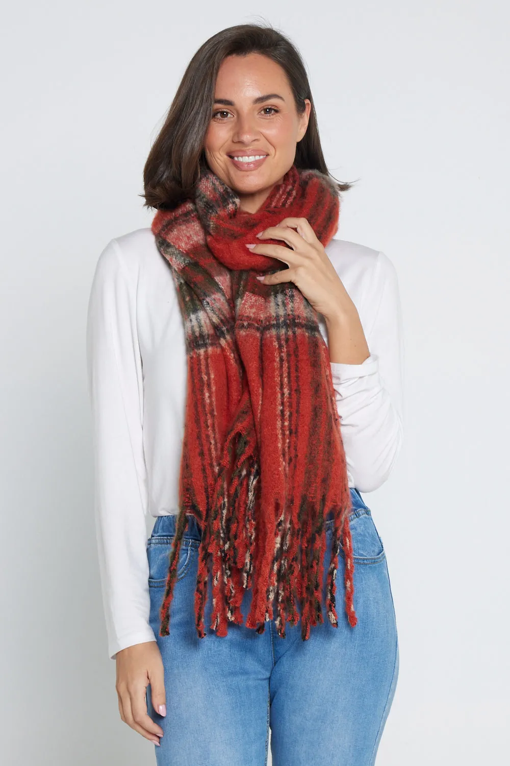 Marga Scarf - Rust/Black Check