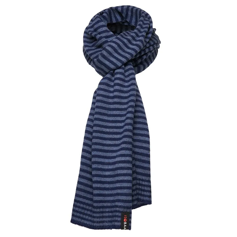 Merino Mini Stripe Scarf (Navy/Denim)