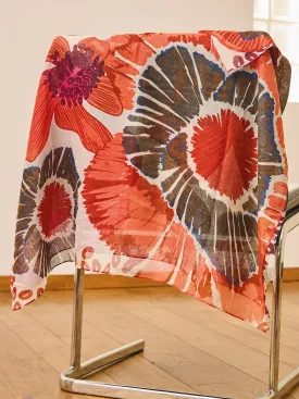 Mix Poppy Print Scarf - Red Mix