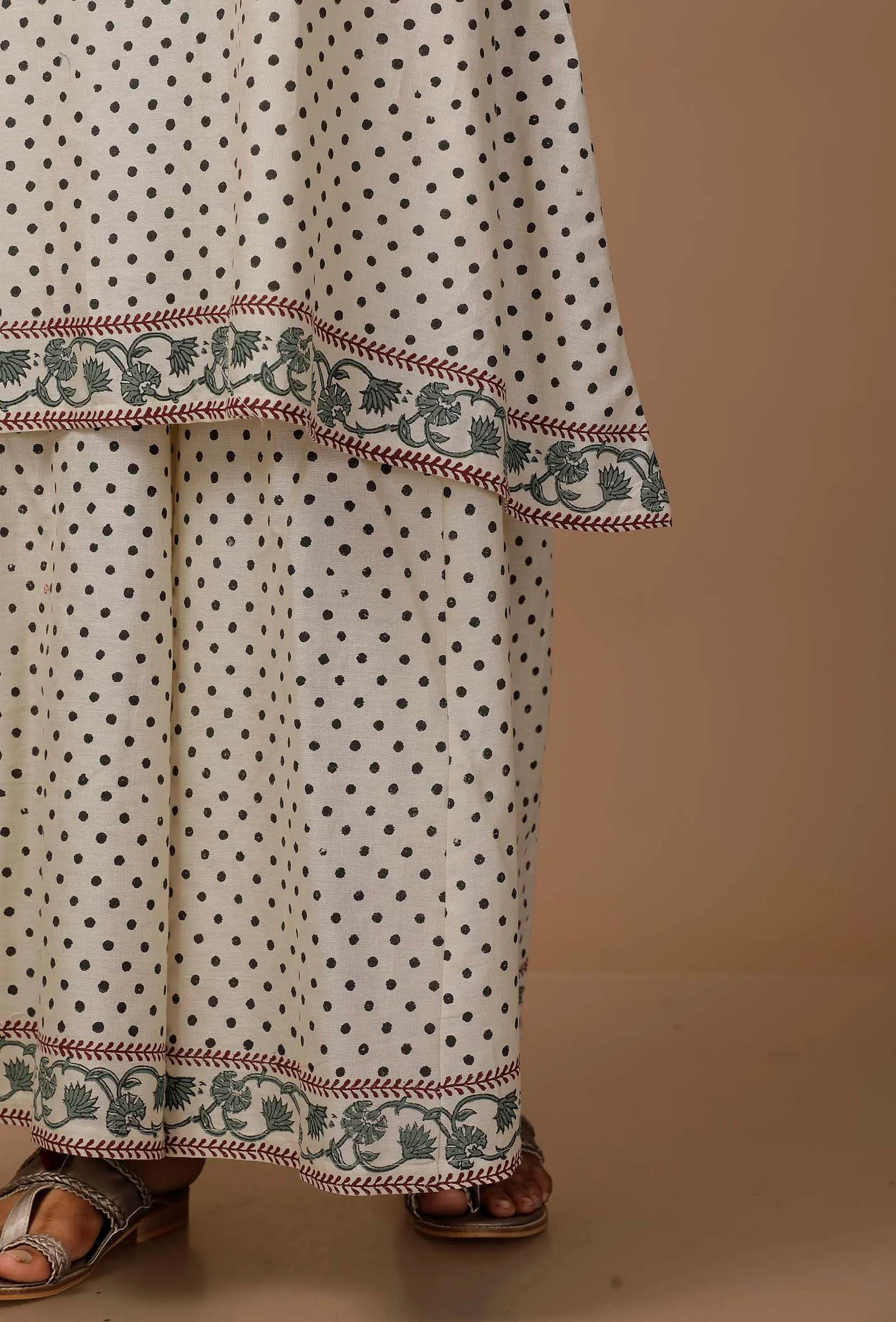 Off White Hand Block Printed Cotton Kurta