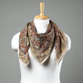 Orange - Pedana Kalamkari Block Printed Natural Dyed Cotton Scarf 15