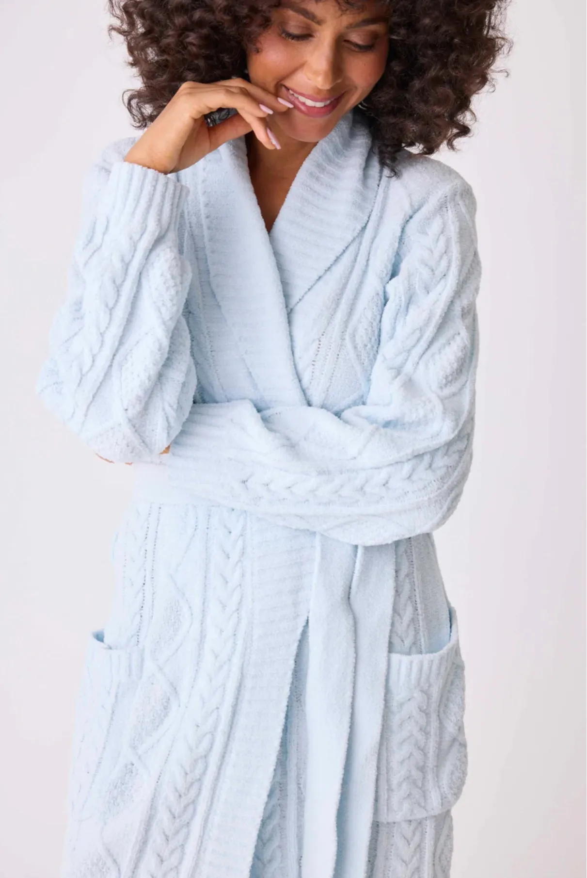 PJ Salvage Chenille Cozy Cable Robe Blue