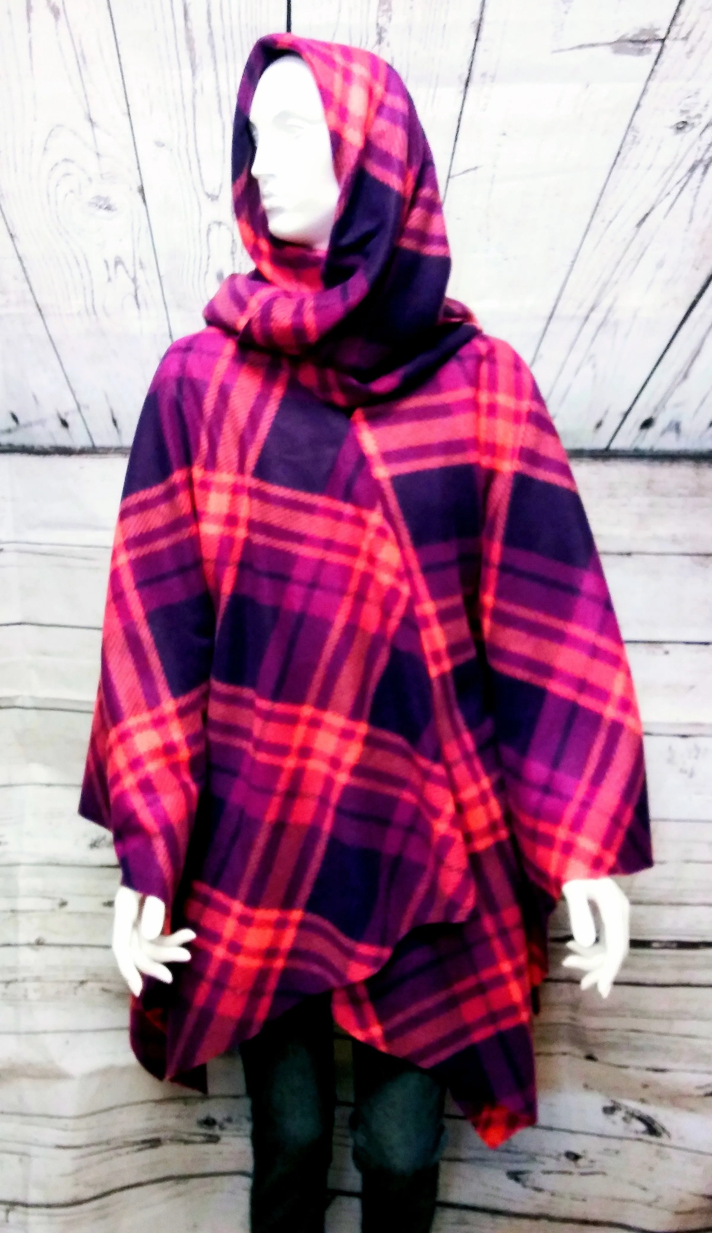 Purple Pink Women's Fleece Blanket Shawl Poncho