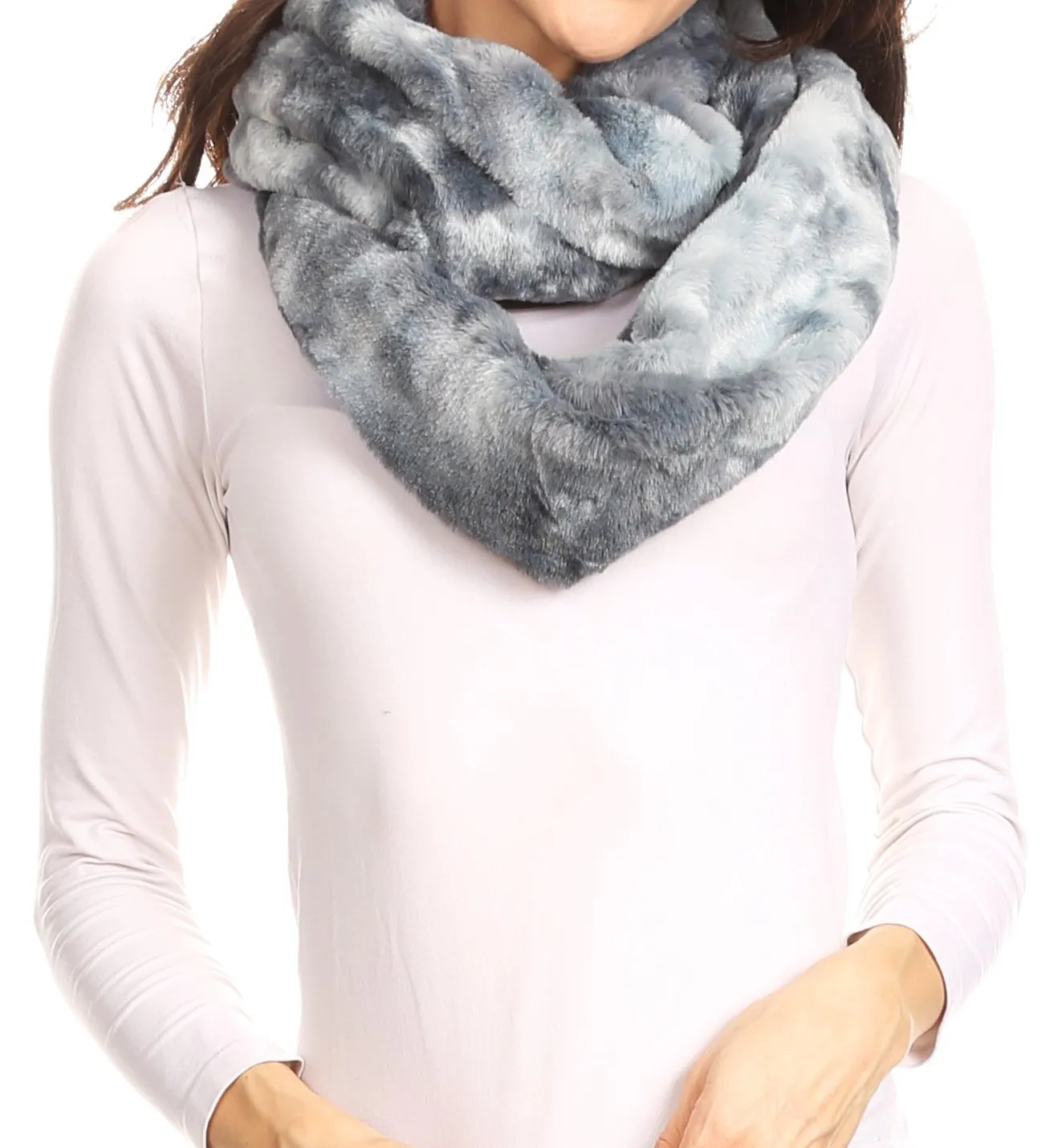 Sakkas Abir Soft Furry Reversible Short Twist Wrap Around Infinity Scarf