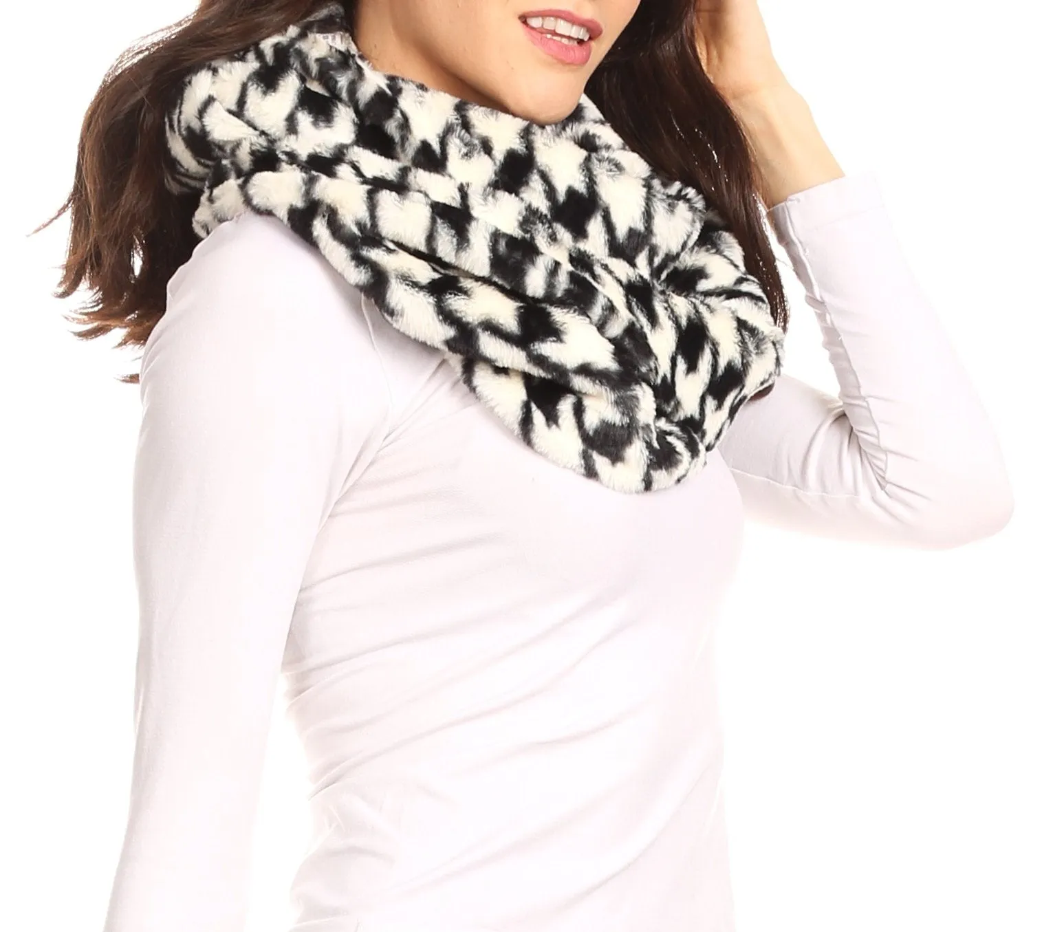 Sakkas Abir Soft Furry Reversible Short Twist Wrap Around Infinity Scarf