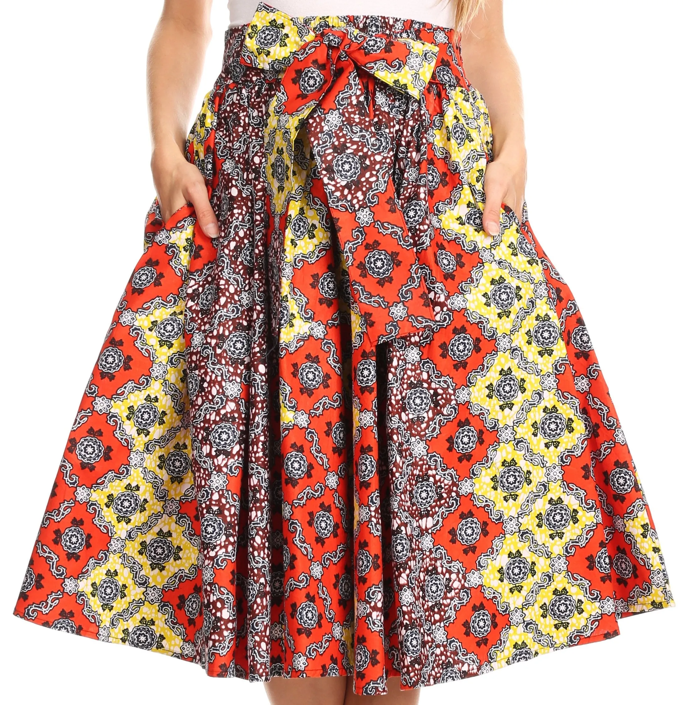 Sakkas African Dutch Ankara Wax Print Full Circle Skirt