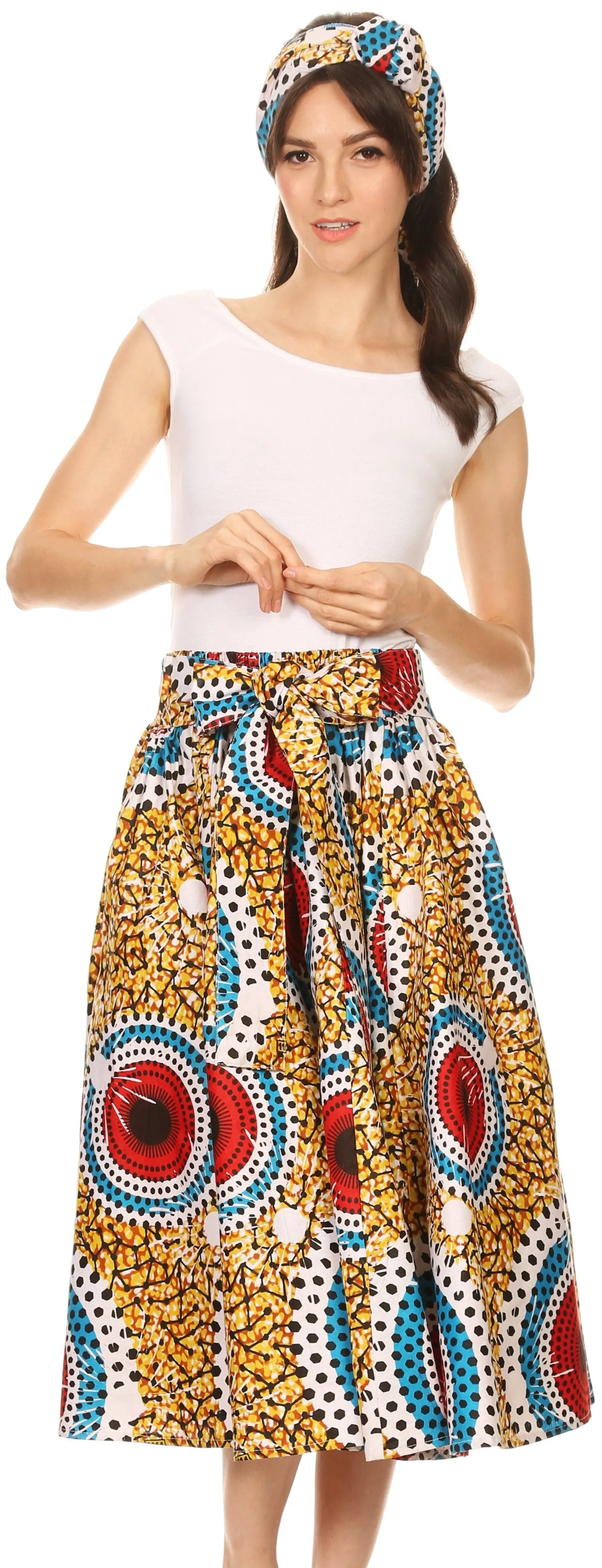 Sakkas African Dutch Ankara Wax Print Full Circle Skirt