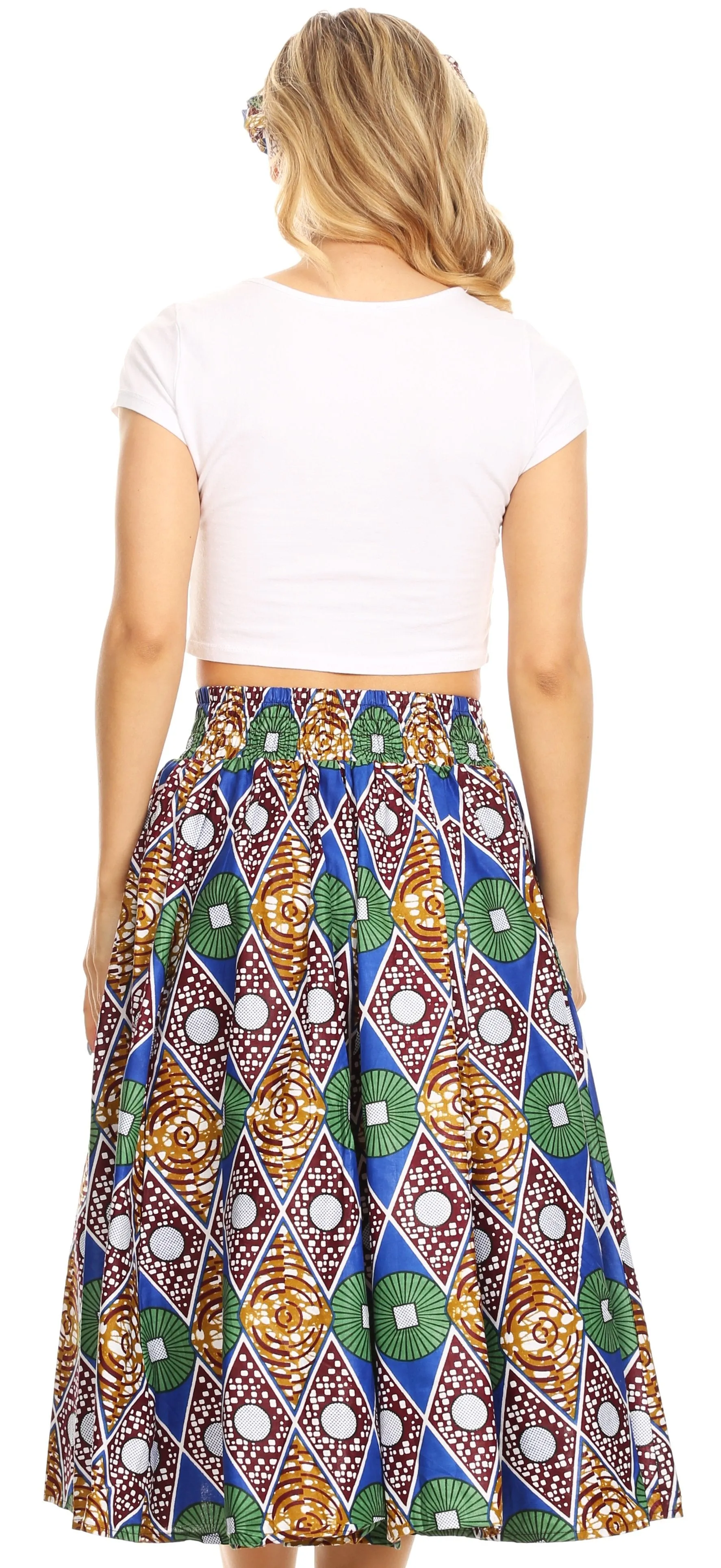 Sakkas African Dutch Ankara Wax Print Full Circle Skirt