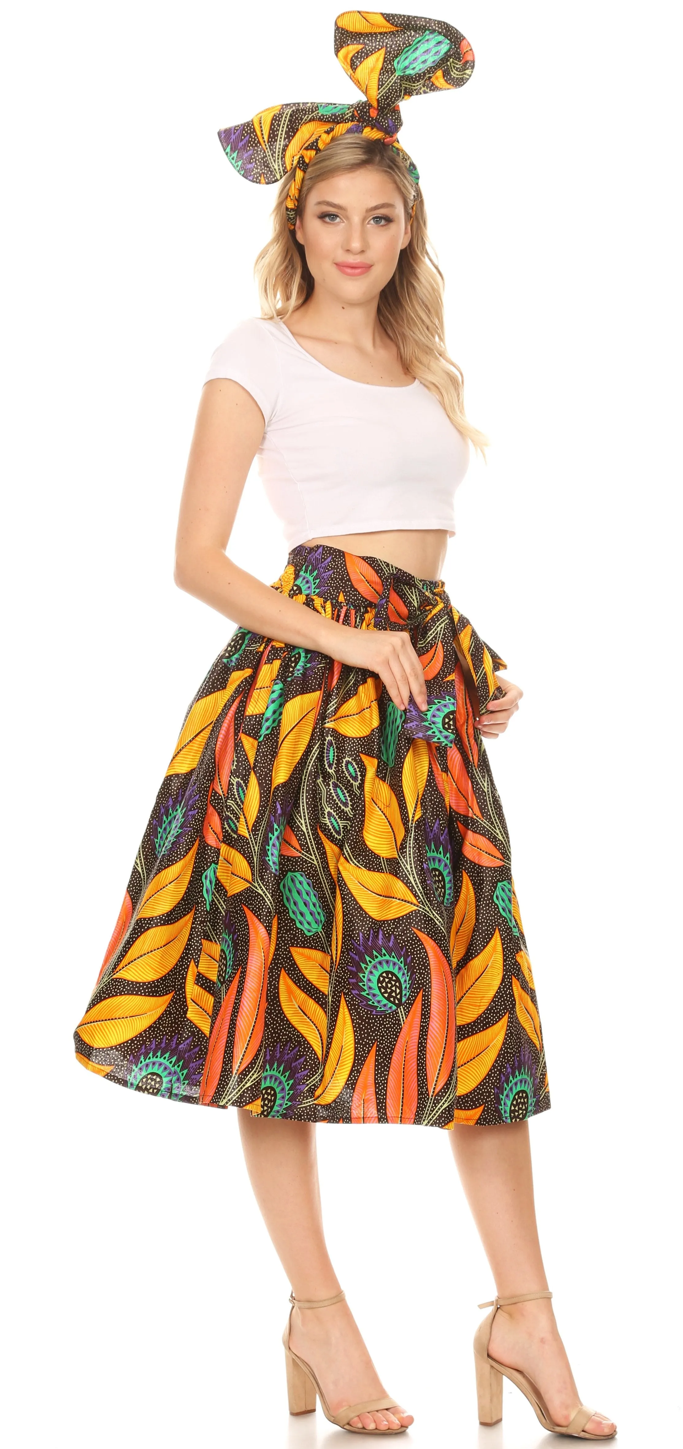 Sakkas African Dutch Ankara Wax Print Full Circle Skirt