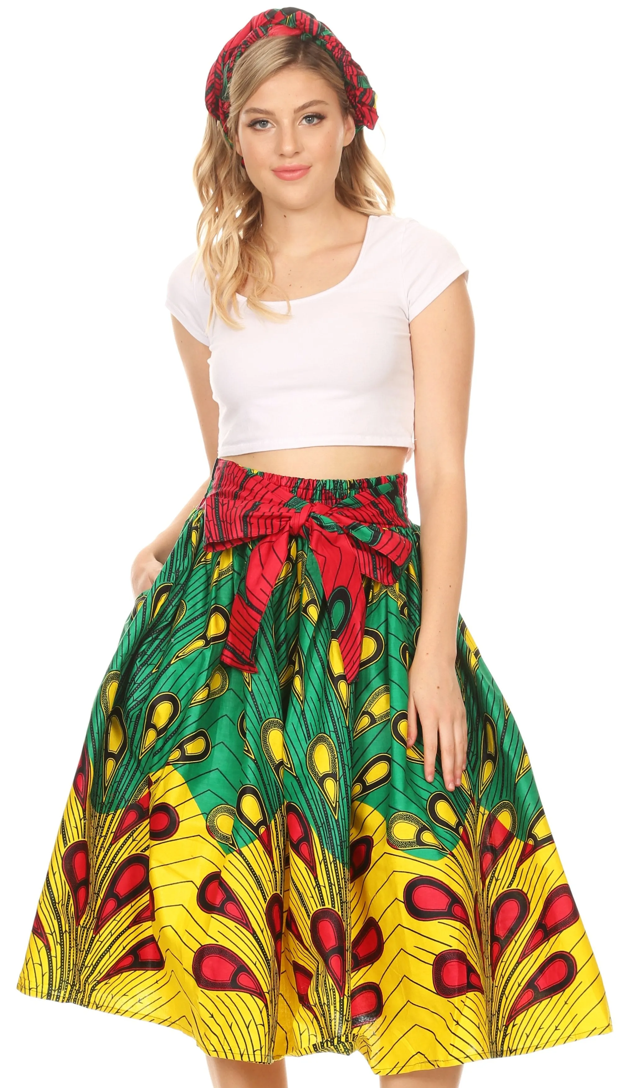 Sakkas African Dutch Ankara Wax Print Full Circle Skirt