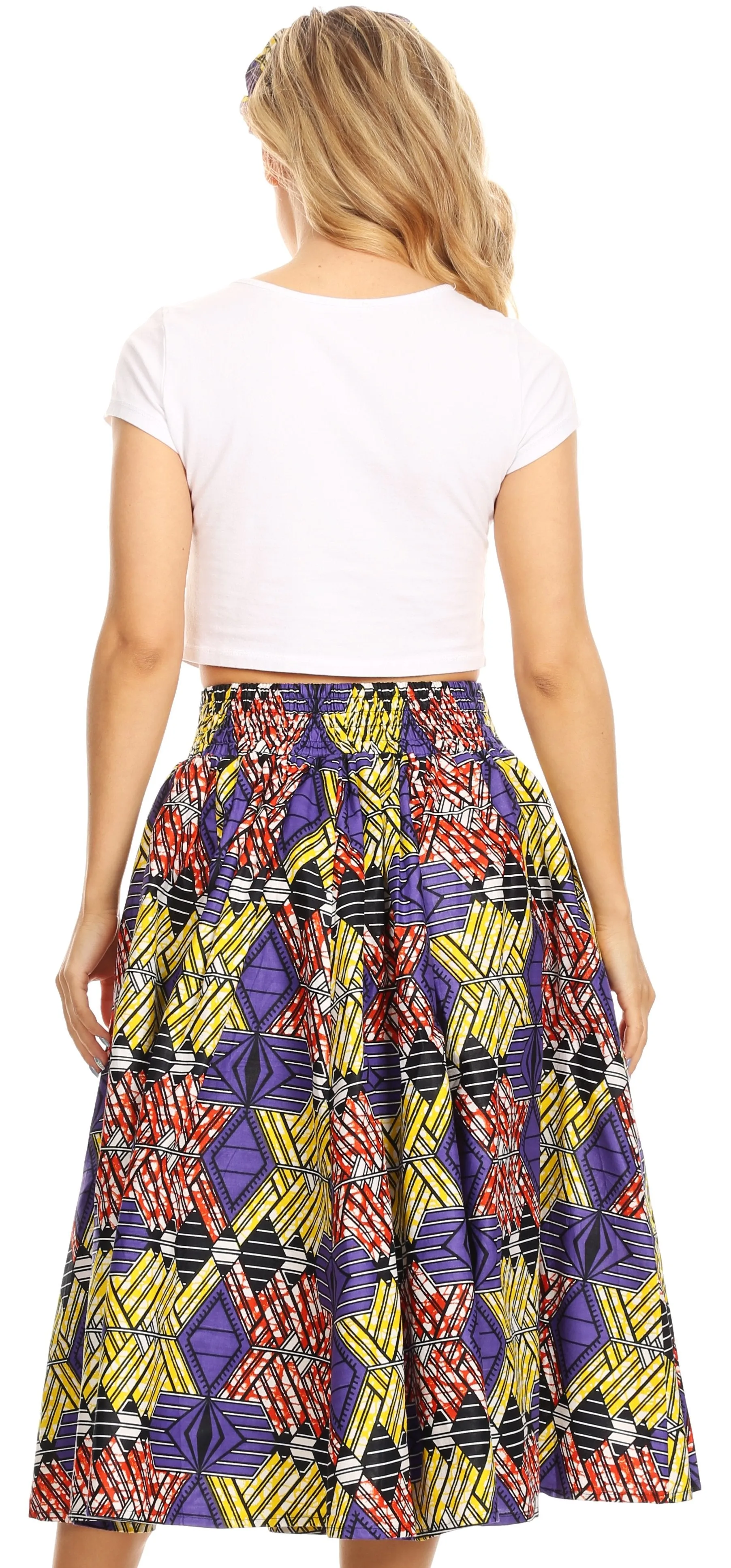 Sakkas African Dutch Ankara Wax Print Full Circle Skirt