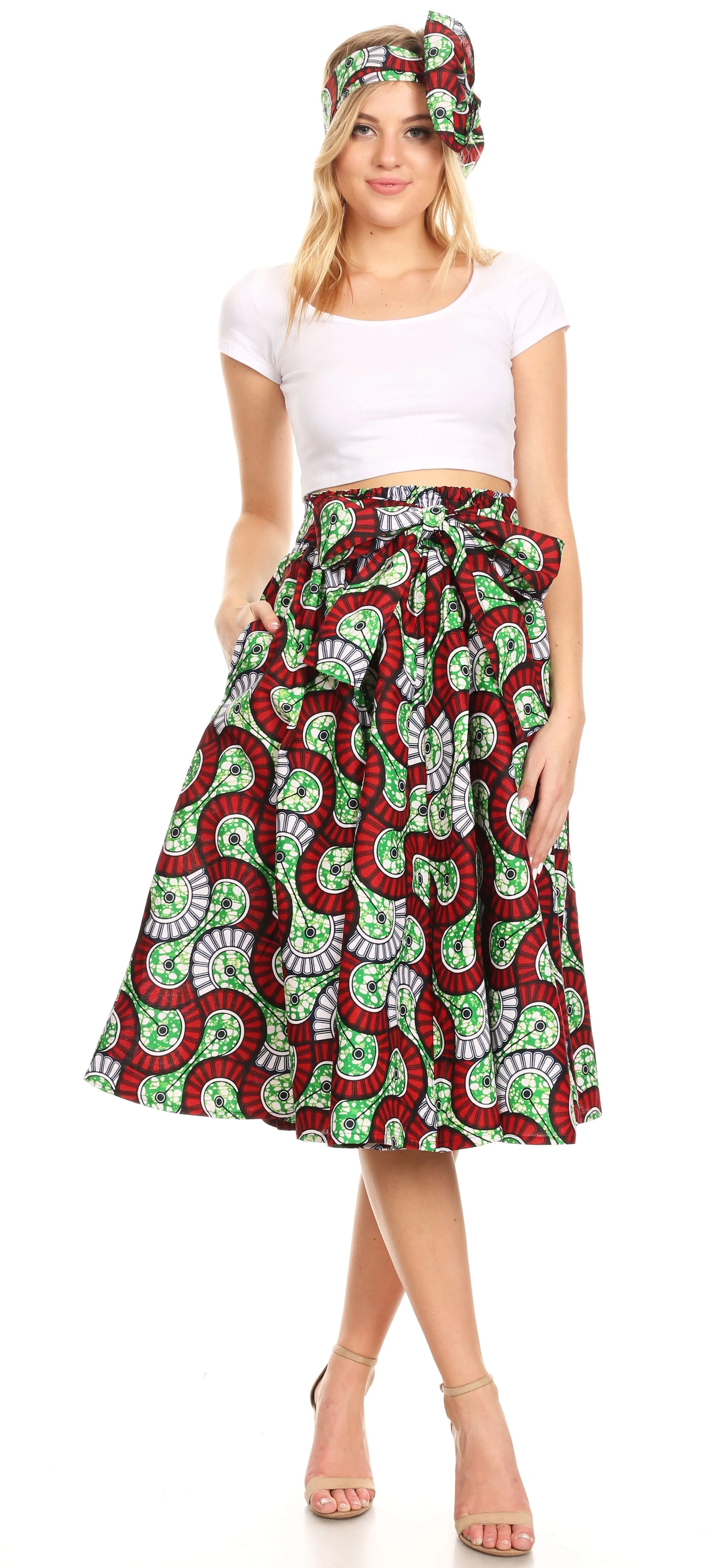 Sakkas African Dutch Ankara Wax Print Full Circle Skirt