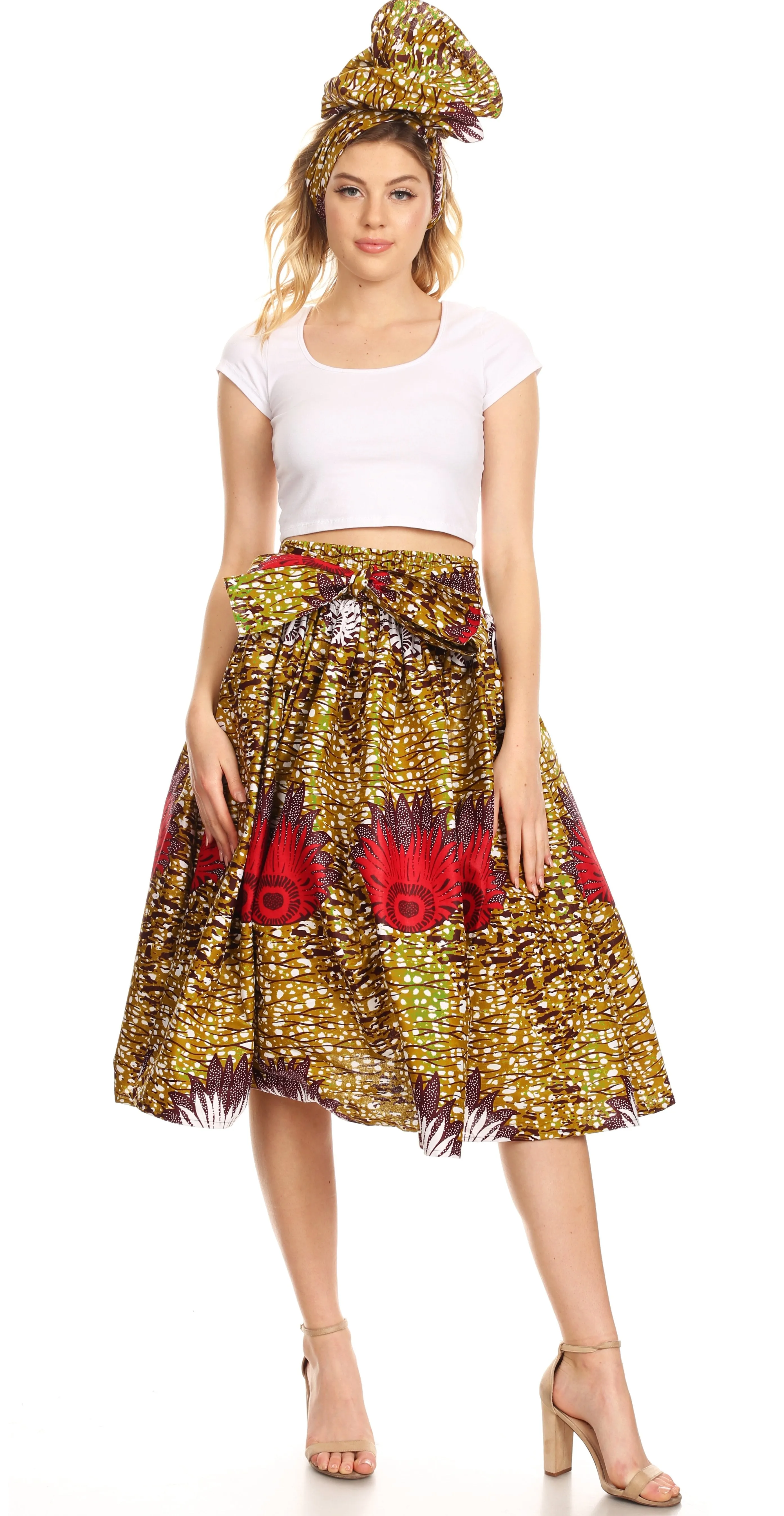 Sakkas African Dutch Ankara Wax Print Full Circle Skirt